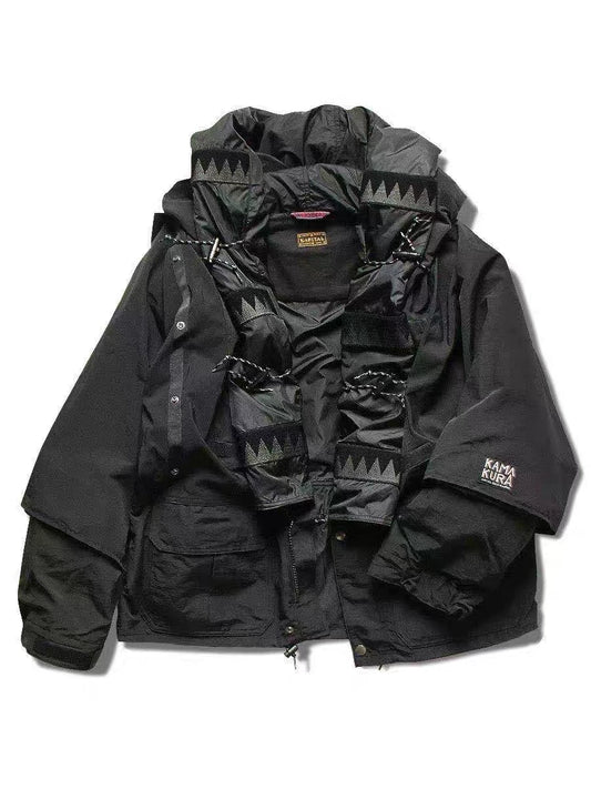 Japanese retro stitching waterproof and windproof multifunctional loose coat jacket