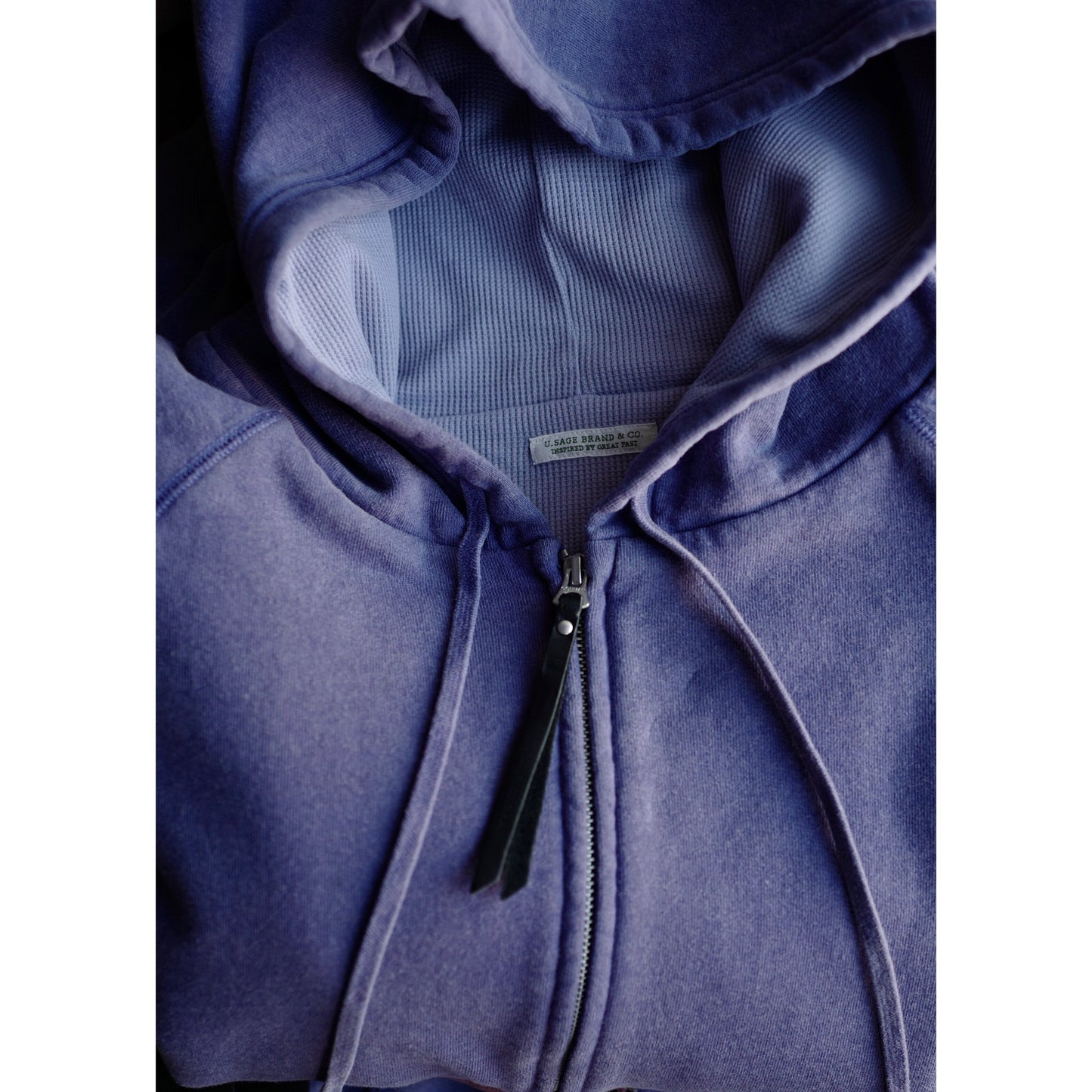 SS26 USAGE VTG Zip Hoodie - Yamalin Heavy Antique Woven Sweatshirt Washable Double Hoodie