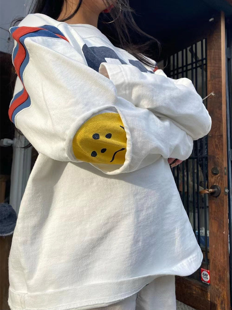 Japanese digital color matching four-eye printing round neck long-sleeved T-shirt bottoming shirt