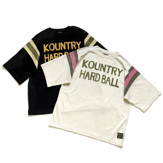 two-color cotton print stitching loose Japanese round neck short-sleeved T-shirt