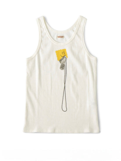 26SS Japanese Casual Smiley Face Cookie Print Sleeveless Vest T-shirt | Japanese vintage | yamalin clothes | Yamalinclothes