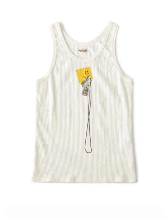 26SS Japanese Casual Smiley Face Cookie Print Sleeveless Vest T-shirt | Japanese vintage | yamalin clothes | Yamalinclothes