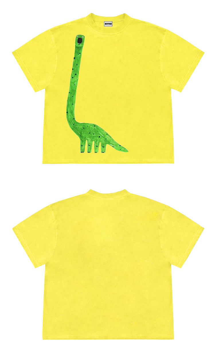 Little collar! Cartoon illustration cute wind ancient wear basic short sleeve T-shirt