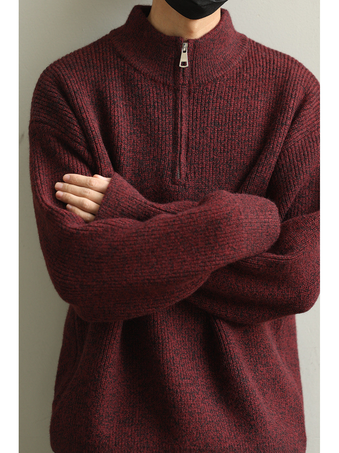 Stand Collar Half-Zip Pullover Sweater – Japanese Loose Unisex – Sweater pullover | japanese streetwear | vintage workwear | unisex | Yamalinclothes