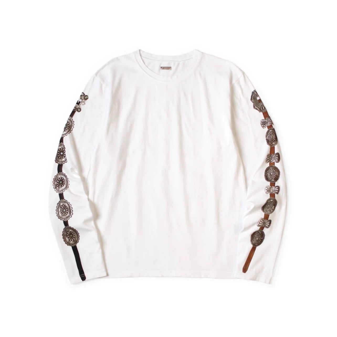 Kapital 25AW Japanese Casual Long Sleeve Tee - Jersey Cotton Belt Print Crew Neck Loose Top