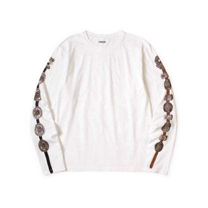 Kapital 25AW Japanese Casual Long Sleeve Tee - Jersey Cotton Belt Print Crew Neck Loose Top