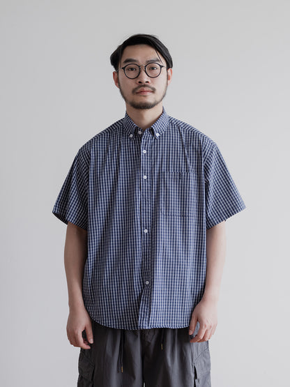 Summer New Japanese retro plaid short-sleeved shirts for men and women silhouette loose casual shirts outer
