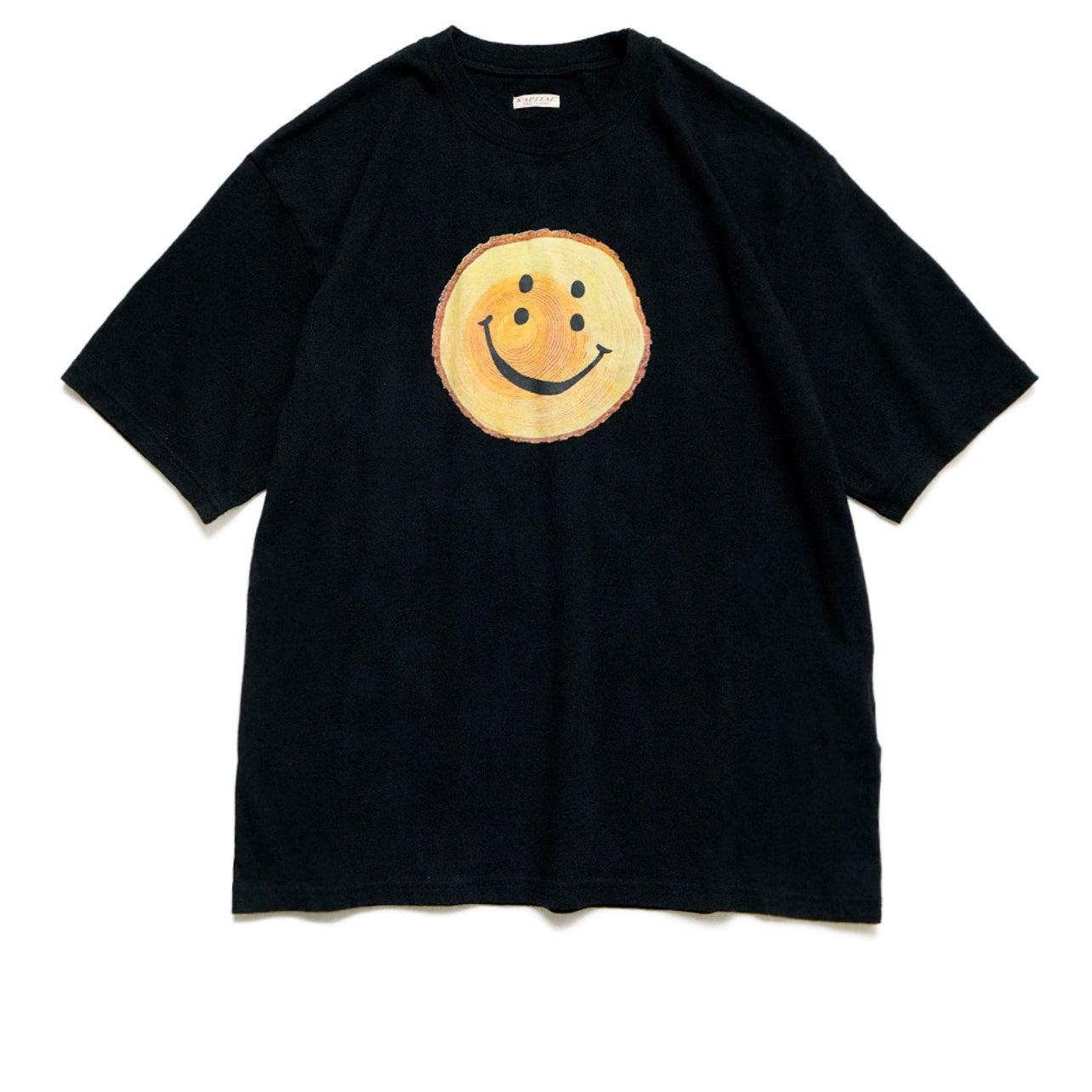 Japanese casual tenzhu cotton loose crew neck smiley face print short sleeve T-shirt