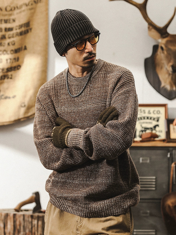 American retro 760g heavy sweater men's winter 2024 new Japanese lazy style inner knitwear autumn and winter