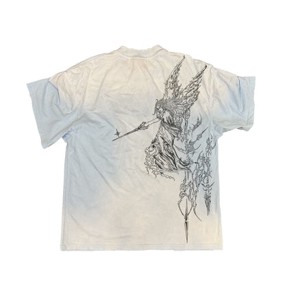Tie-Dye Tattoo Print Drop Shoulder T-Shirt – Dark Unisex Streetwear