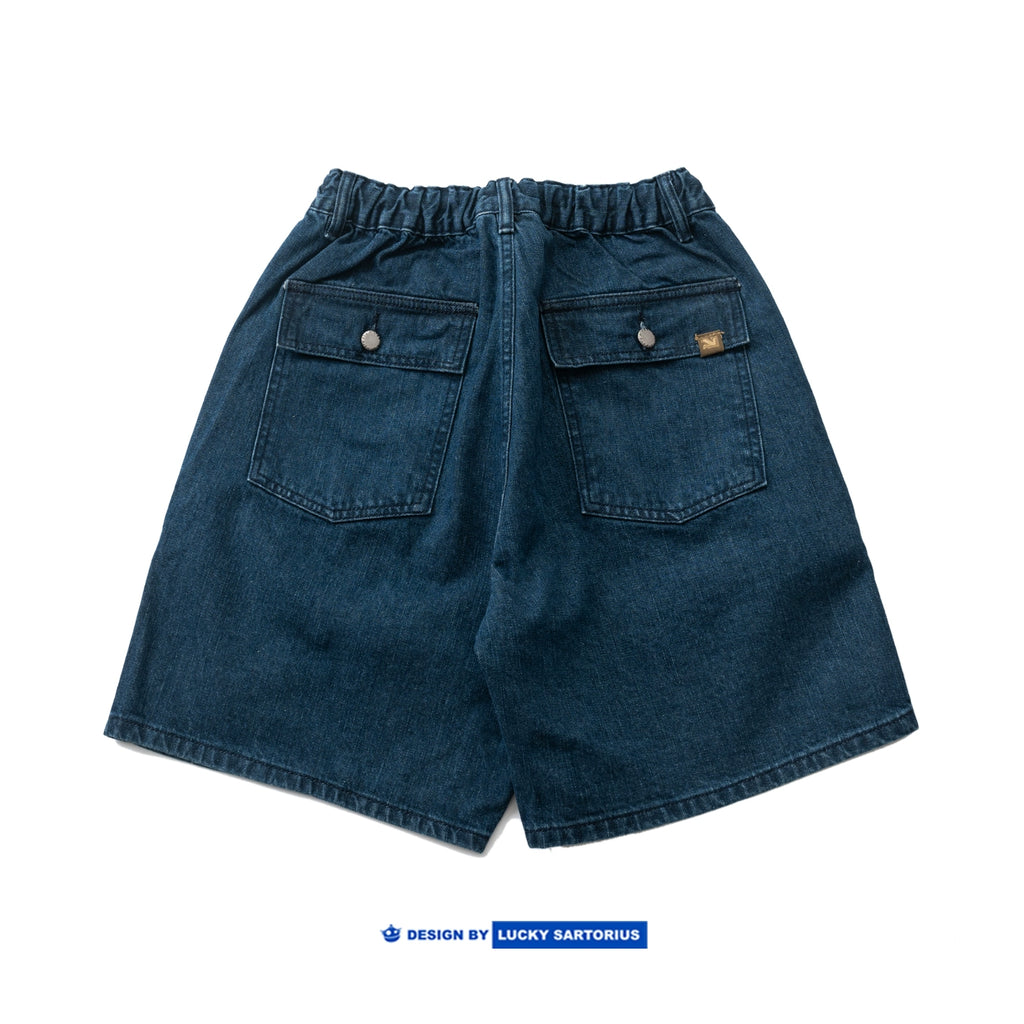Summer men's new day-to-day workwear style double pocket loose drawstring elasticated waist denim shorts for men and women