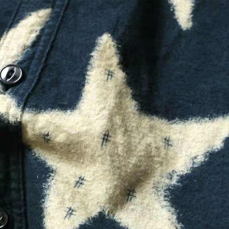 Japanese trendy batik washed pleated loose casual long-sleeved shirt