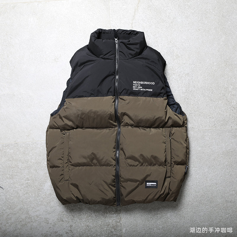 Spot NEIGHBORHOOD VEST four-color color-block embroidered Japanese tide down vest 90 down couple