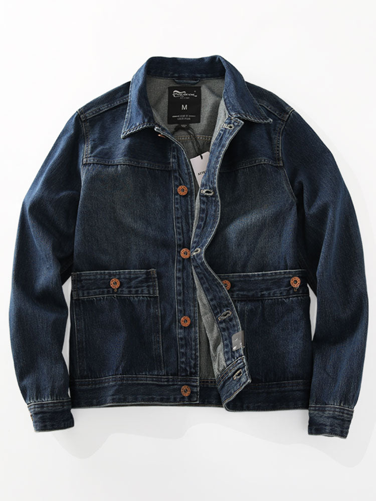 Washed Denim Jacket – Vintage Double Pocket – Coats Jackets | japanese streetwear | vintage workwear | unisex | Yamalinclothes