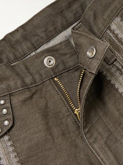Independent kapital Kazuhiro Hirata style 25SS vertical stripe splicing retro casual loose trousers