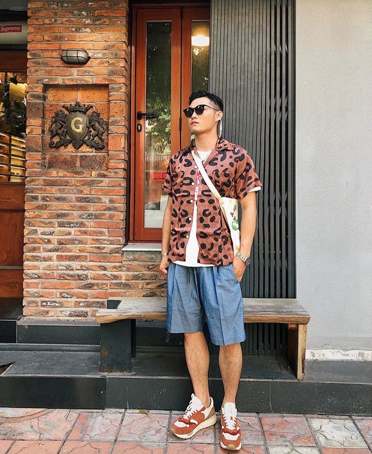 ICT HAKAMA overseas limited cashew flower ancient cloth belt casual tide shorts