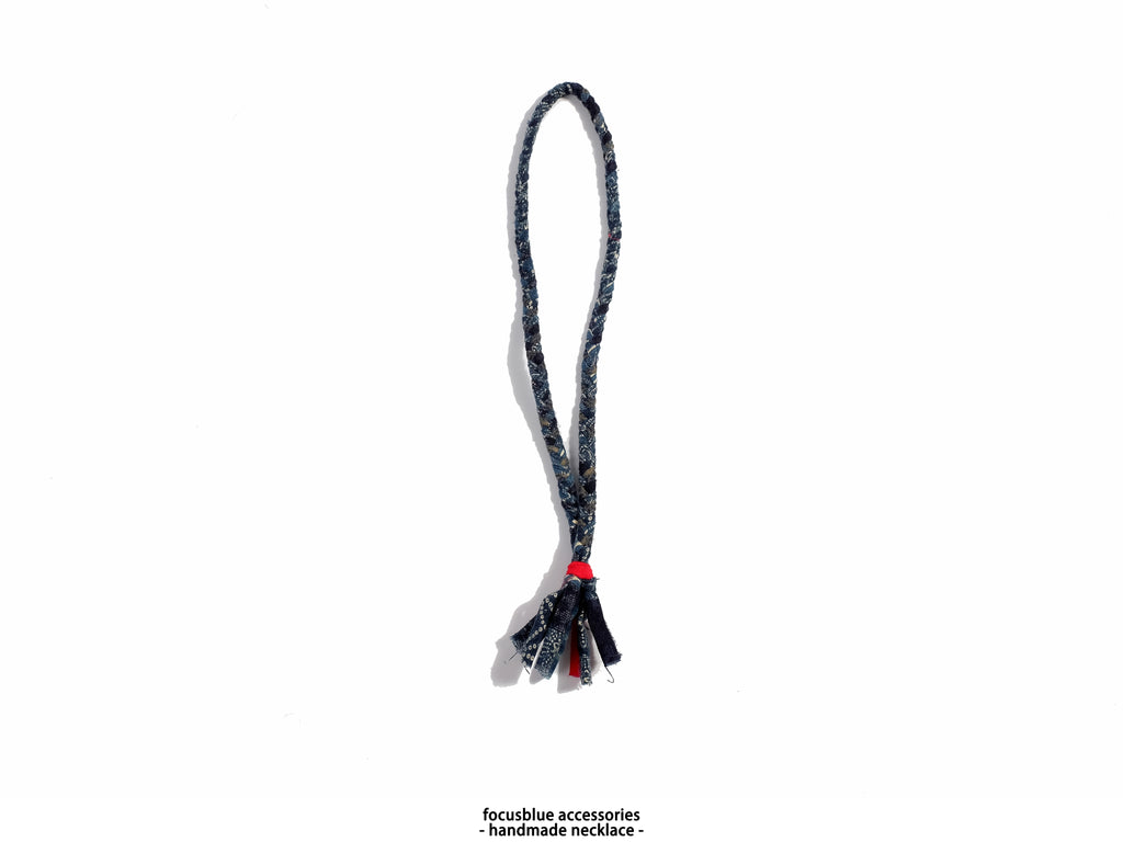 Original Japanese retro men and women handmade handwoven blue dye indigo ancient cloth necklace