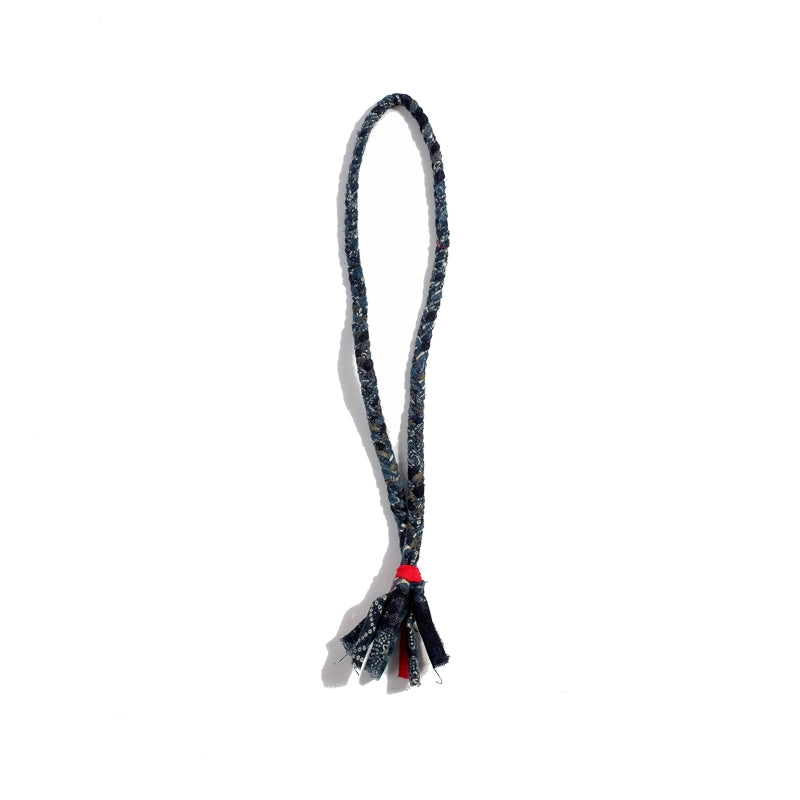 Original Japanese retro men and women handmade handwoven blue dye indigo ancient cloth necklace