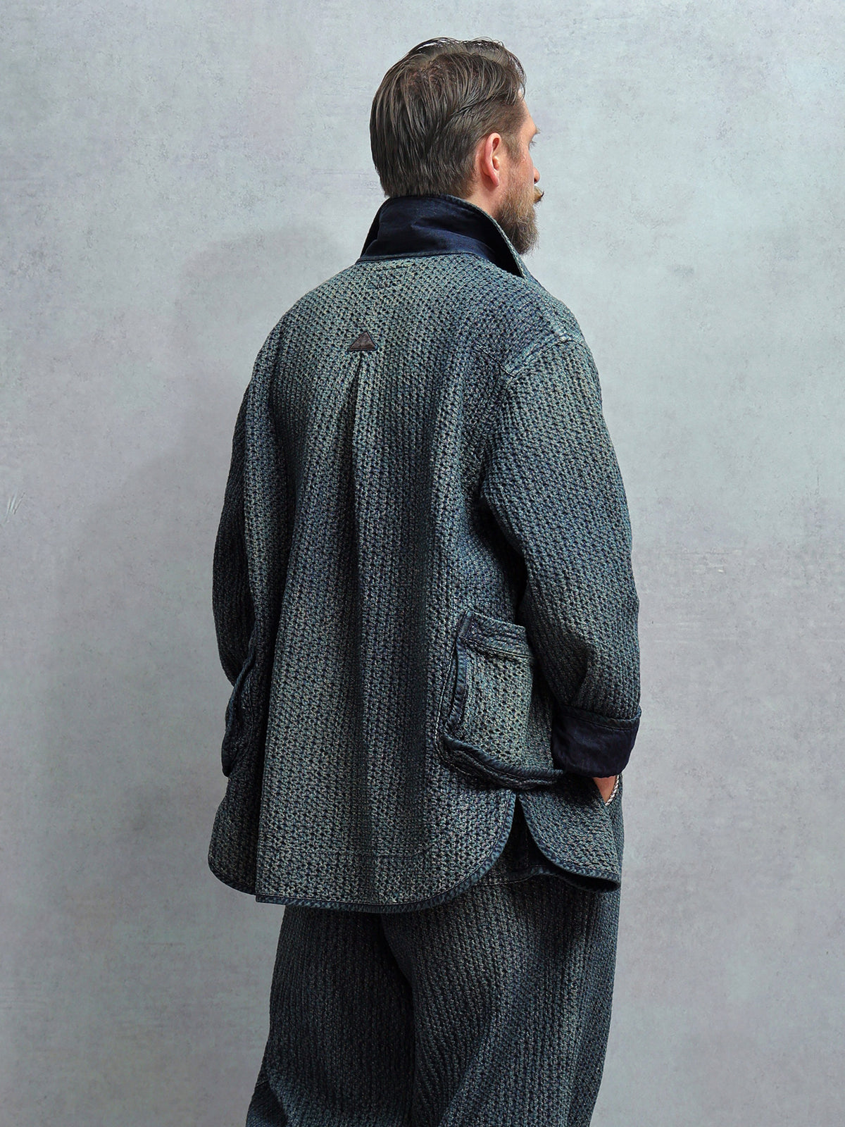 Draw-Dye Distressed Honeycomb Shirt Jacket – Japanese Vintage Loose Mid-Length Unisex – Coats Jackets | japanese streetwear | vintage workwear | unisex | Yamalinclothes