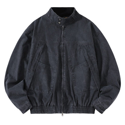 Japanese Retro Deconstructed Stand Collar Hunting Cargo Jacket – Loose Drop Shoulder for Men | Japanese vintage | yamalin clothes | Yamalinclothes