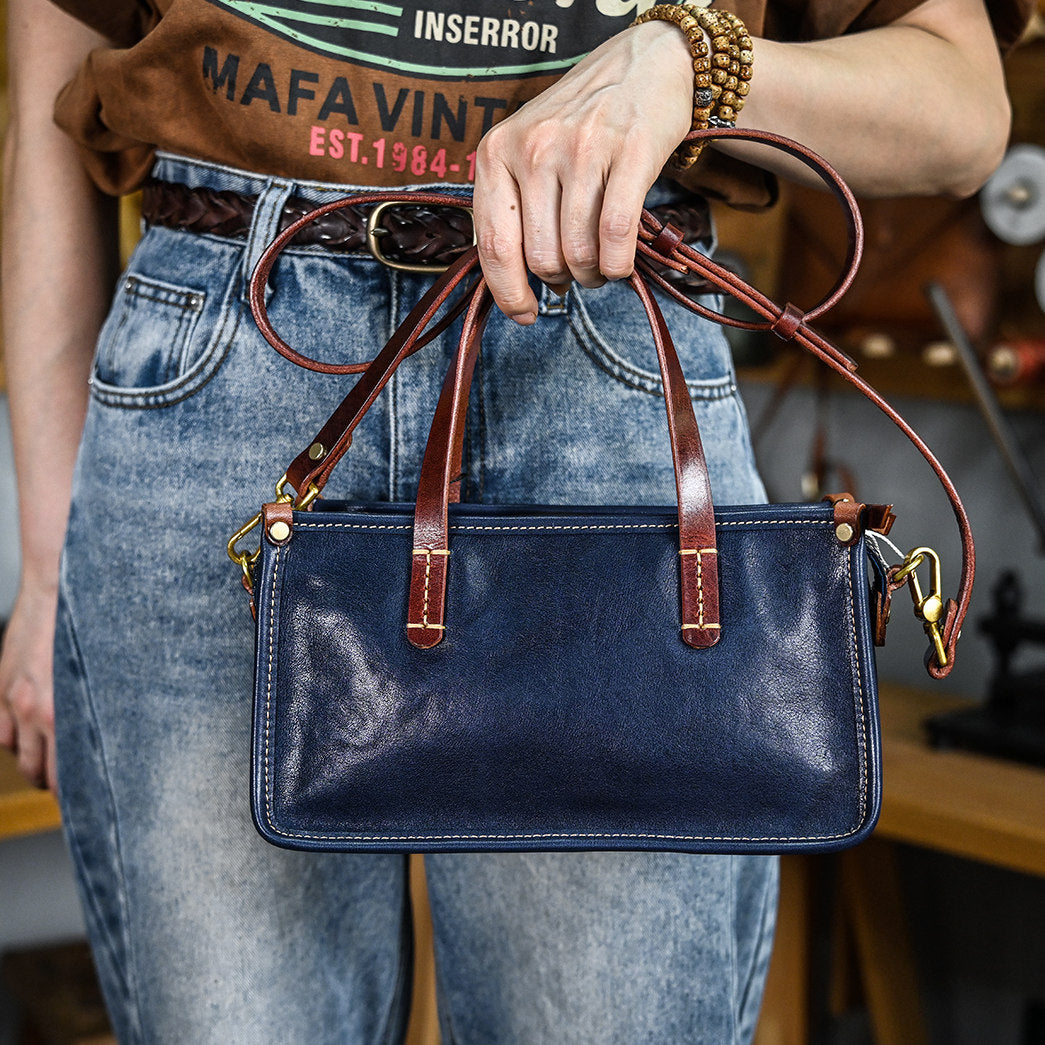 Vintage bags, niche soft leather handmade bags, leather small square bags, women's crossbody wide straps, top layer cowhide tote bags – Japanese vintage | yamalin clothes | Yamalinclothes