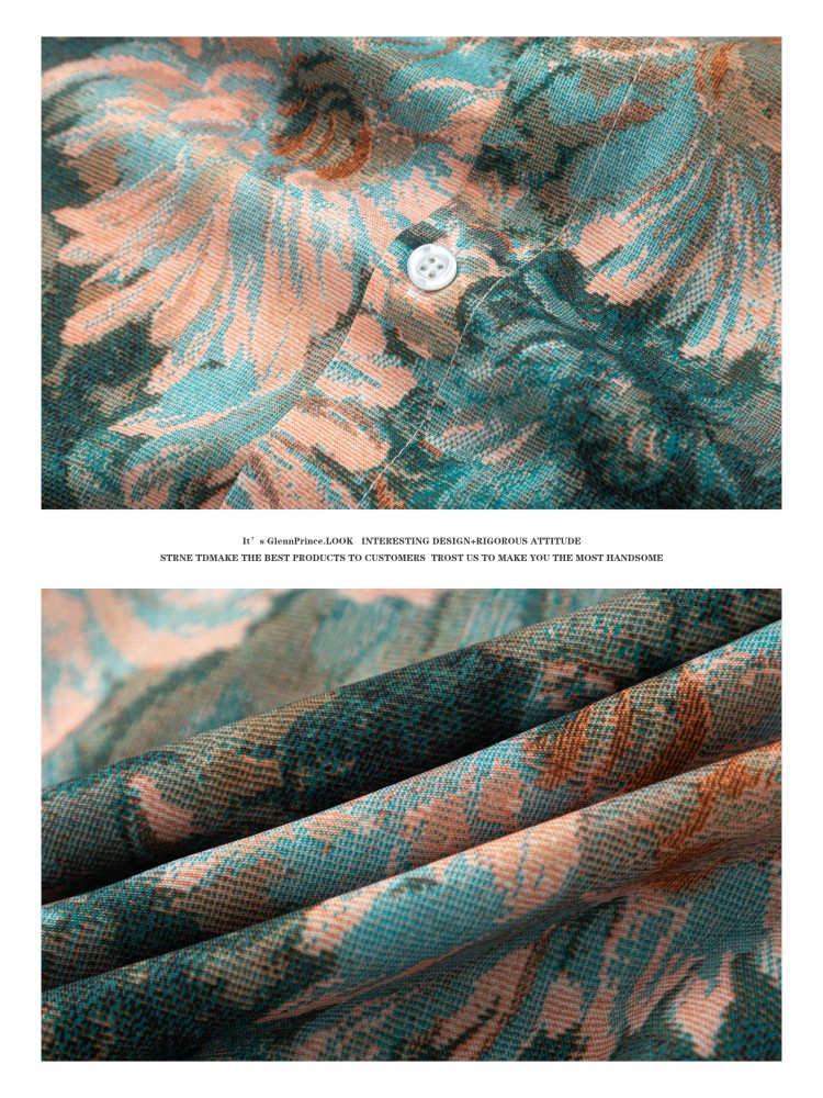 Hong Kong Style Vintage Oil Painting Floral All-over Short Sleeve Shirt Men's Summer Hawaiian Beach Half Sleeve Shirt