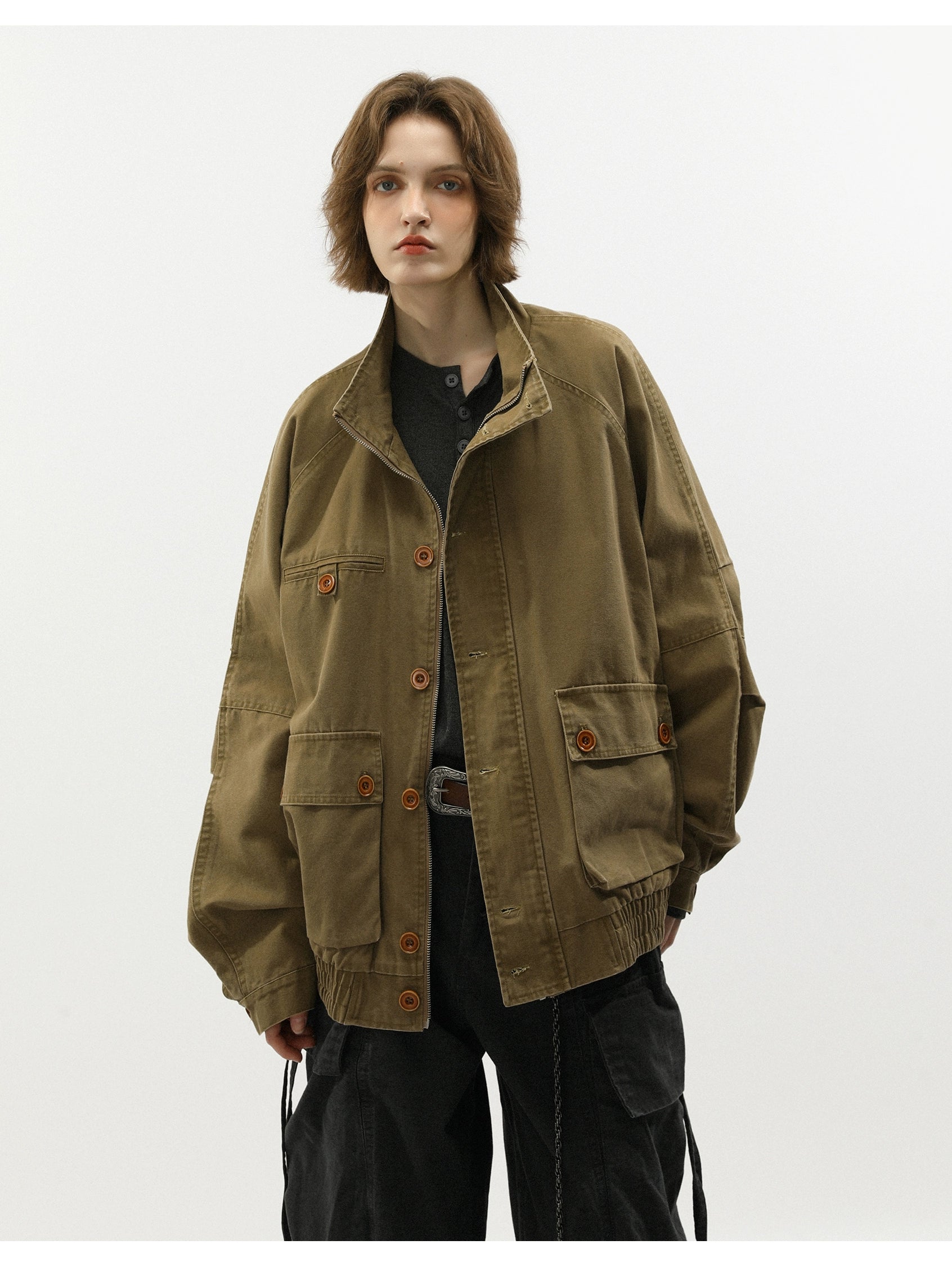 Vintage Bahn-Style Cargo Jacket – Worn Harrington Design (Unisex)