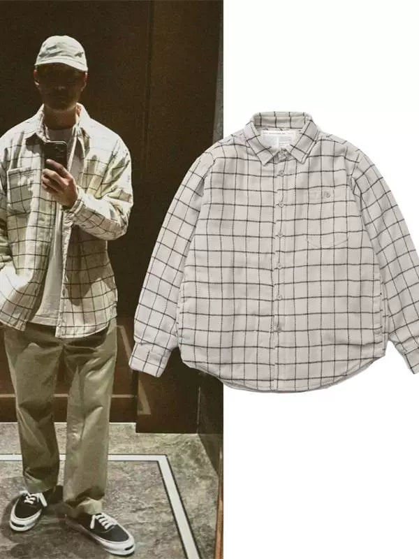 Plaid long-sleeved shirt jacket cotton padded autumn and winter shirt