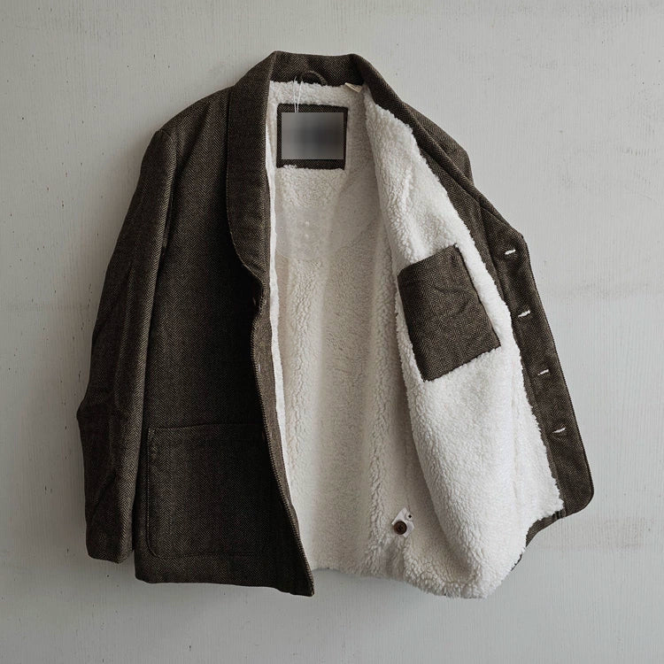 341466 there are plus-size men's beautiful single two-horse herringbone coarse wool retro shawl collar padded blazers