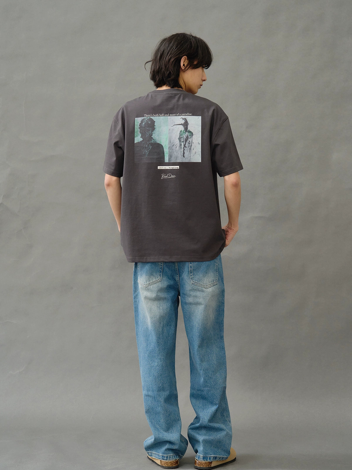 Artist joint limited edition short sleeve heavy round collar loose cool print T-shirt