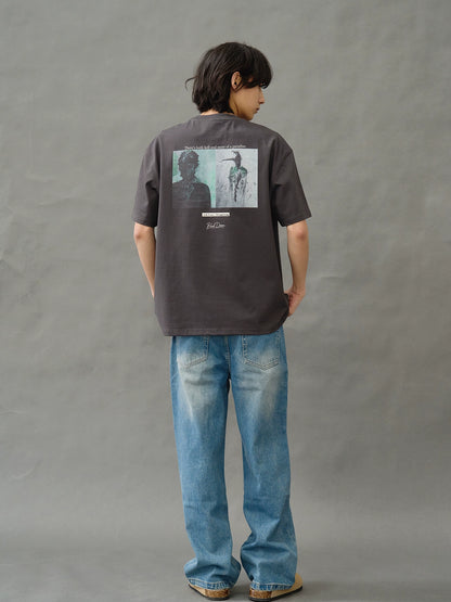 Artist joint limited edition short sleeve heavy round collar loose cool print T-shirt