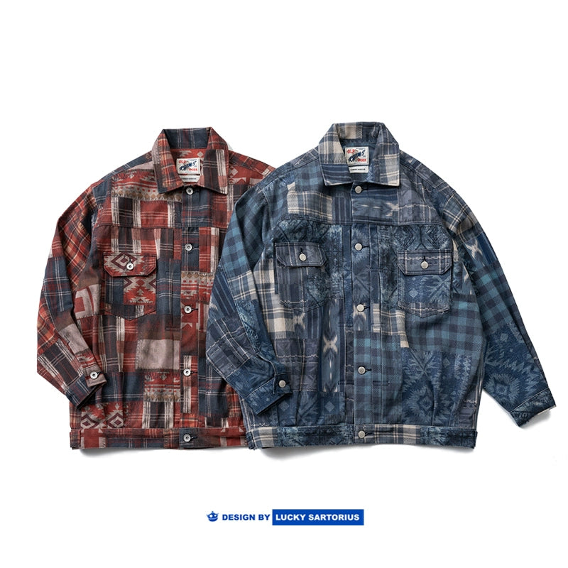 Indian, American, vintage pattern, ethnic style, custom patterned fabric, spring and autumn jackets, men's and women's jackets, tide