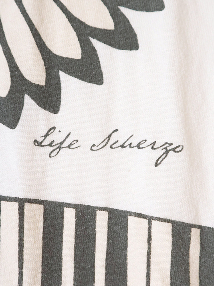 Japanese casual tenzhu cotton print piano key round neck short sleeve T-shirt