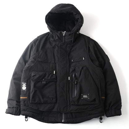90 White Duck Down Hooded Puffer Jacket – Loose Multi-Pocket Outdoor Winter Coat – Japanese vintage | yamalin clothes | Yamalinclothes