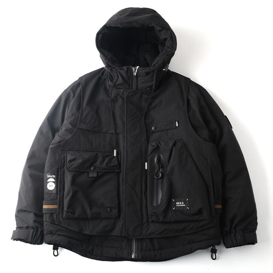 90 White Duck Down Hooded Puffer Jacket – Loose Multi-Pocket Outdoor Winter Coat – Japanese vintage | yamalin clothes | Yamalinclothes