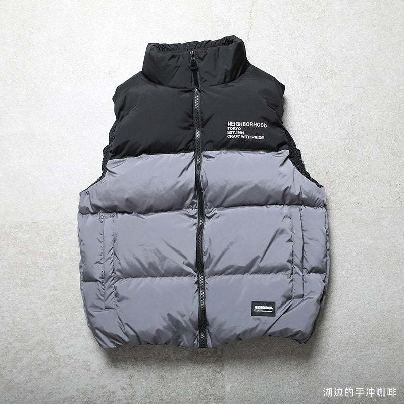 Spot NEIGHBORHOOD VEST four-color color-block embroidered Japanese tide down vest 90 down couple