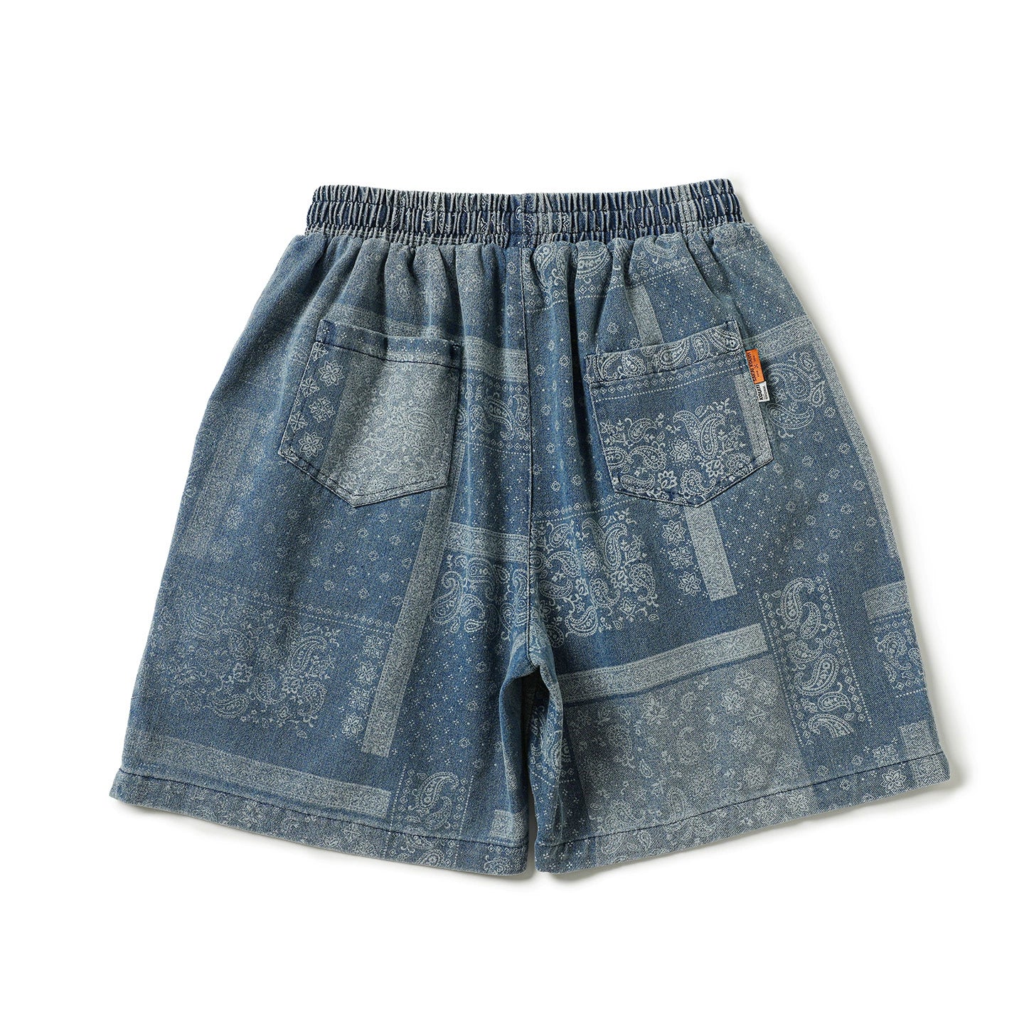 Vintage distressed cashew flower pattern casual shorts for men and women Japanese drawstring versatile beach men's pants