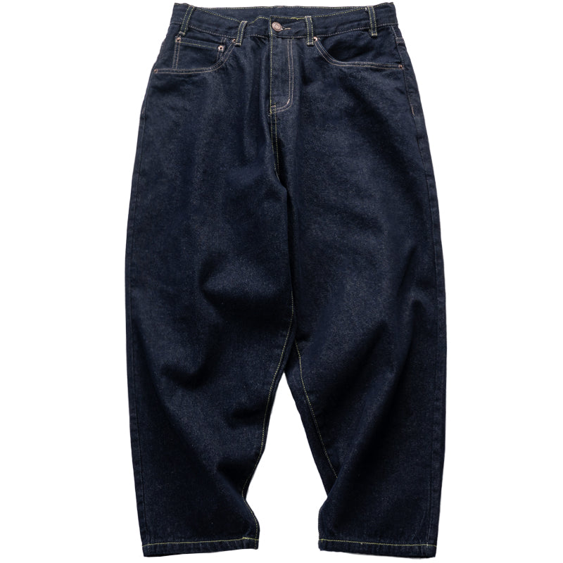 Special anti-fade process washed raw cow scimitar jeans loose casual men's and women's pants tide
