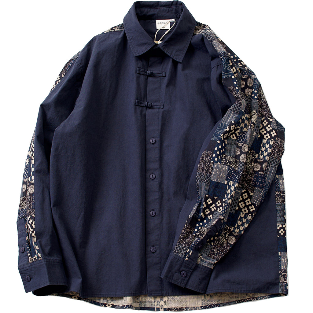 Ethnic Wind Pattern Front and back stitching long-sleeved shirt jacket for men and women