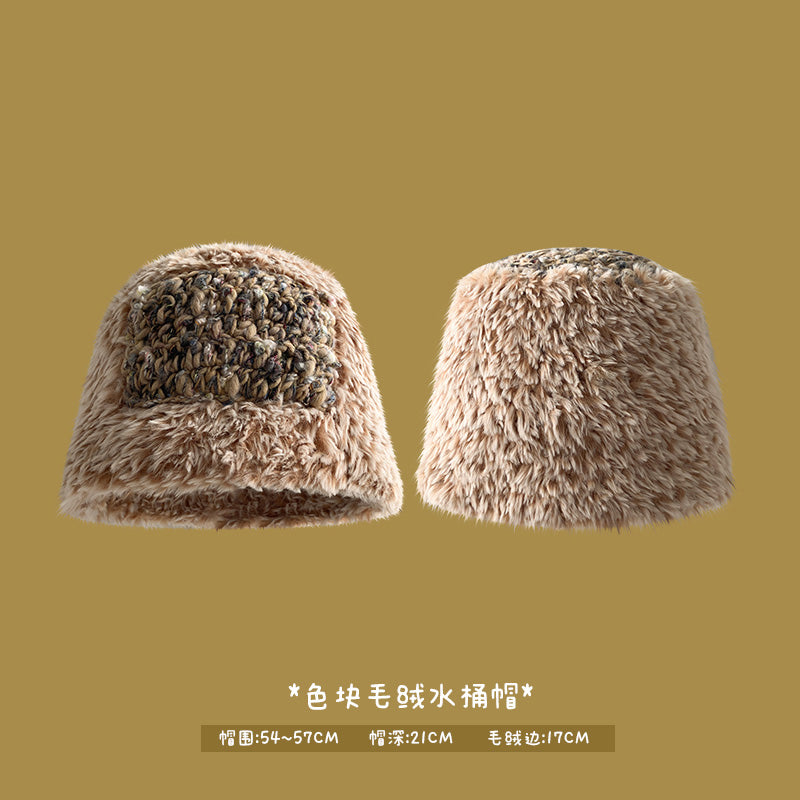 Japanese designer joint retro knitted wool hat warm plush fisherman hat