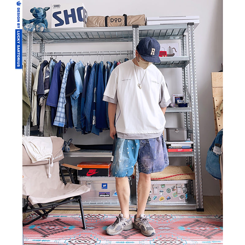 Summer Japanese cityboy men's loose casual round collar short-sleeved T-shirt