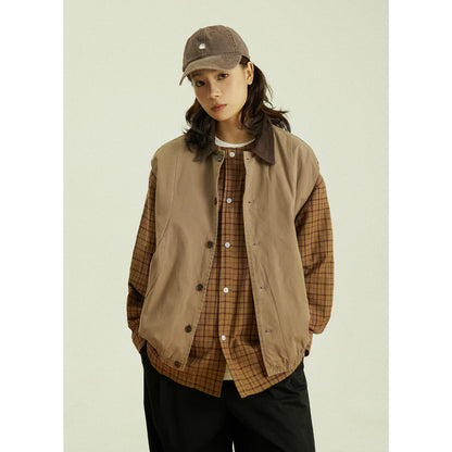 Workwear Vest – Contrast Corduroy Collar | Yamalinclothes