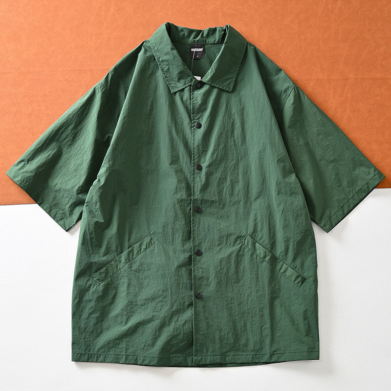 Mountain function + loose wide version! ODM Order! Short-sleeved jacket with lapels for men in summer | Japanese vintage | yamalin clothes | Yamalinclothes