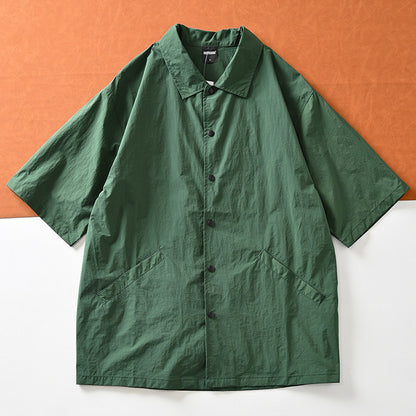 Mountain function + loose wide version! ODM Order! Short-sleeved jacket with lapels for men in summer | Japanese vintage | yamalin clothes | Yamalinclothes