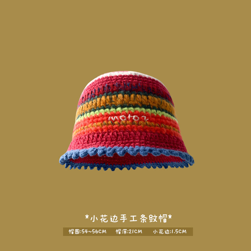Japanese designer joint retro knitted wool hat warm plush fisherman hat