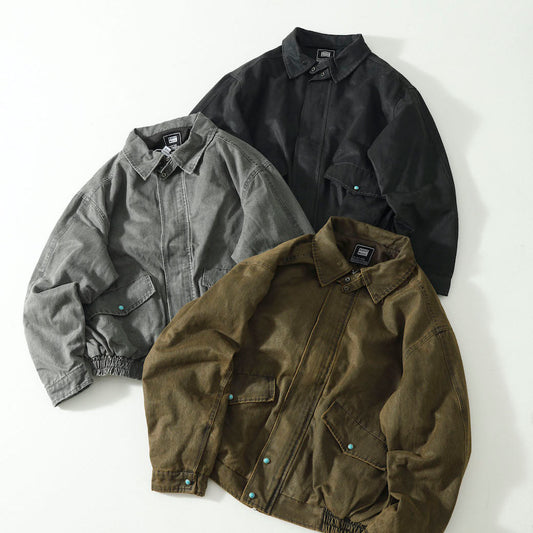 Washed Windproof Workwear Jacket – Vintage Loose Unisex