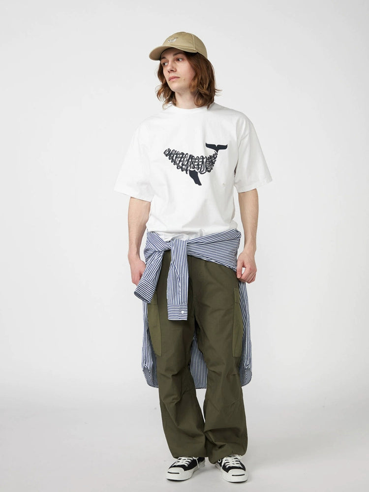 Nissan whale print short sleeve T-shirt for men and women trend loose casual T-shirt