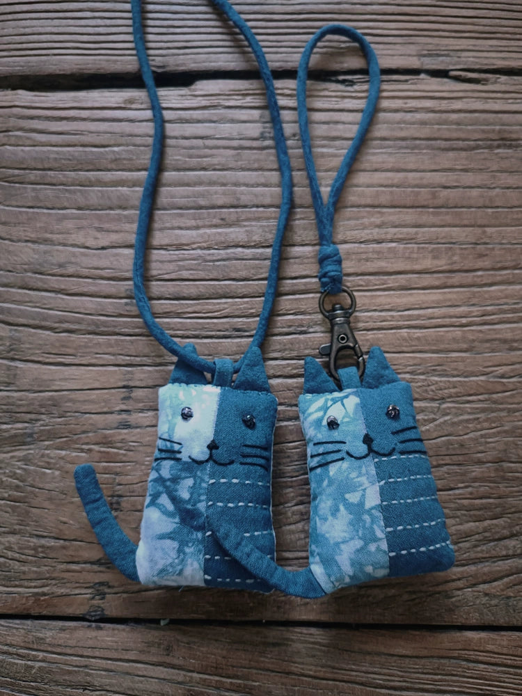 Retro literature and art forest tie-dye, blue dyeing cloth necklace, ethnic style, cotton and linen clothing, sweaters, bags, bag pendants, keychains