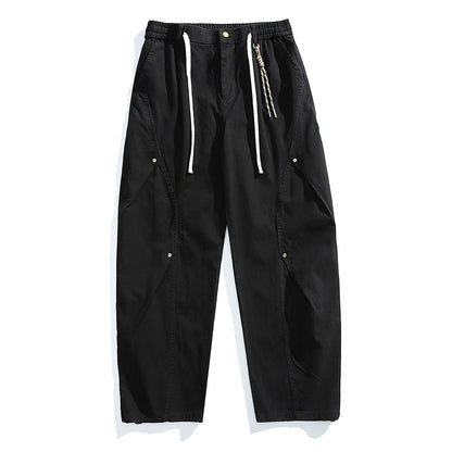 American Vintage Heavyweight Double Pleated Cargo Pants – Wide Leg Drawstring Workwear Trousers for Men | Japanese vintage | yamalin clothes | Yamalinclothes