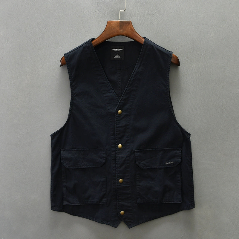 High-quality cotton overalls vest men's spring and summer thin trendy casual loose large size sleeveless vest shoulder horse clip